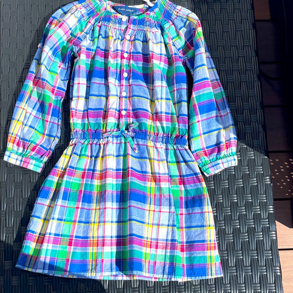Ralph Lauren Blue and Green Plaid Kids Dress size 4